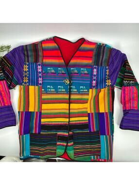 Guatemalan Handmade Patchwork Jacket Size Xl Boho